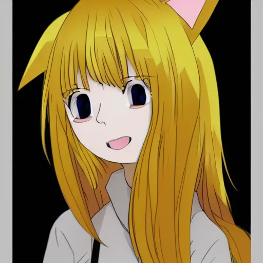 Image similar to poster of yellow hair anime cat girl, 8K