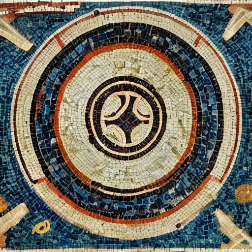 Prompt: an ancient roman mosaic of ultimate frisbee