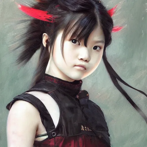 Image similar to realistic oil painting portrait of Babymetal J-Rock singer idol girl Yui Mizuno, she is 20 years old, by Greg Rutkowski, Peter Mohrbacher, Craig Mullins.