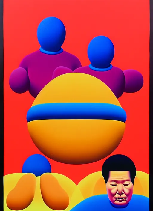 Image similar to inflated men by shusei nagaoka, kaws, david rudnick, airbrush on canvas, pastell colours, cell shaded, 8 k,