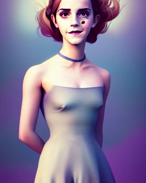 Image similar to beautiful full body Emma Watson smiling illustration by lois van baarle and loish and ross tran and rossdraws and sam yang and samdoesarts and artgerm and Cecil Beaton, Lee Miller, Irving Penn, David Bailey, 3D unreal 5, hyperrealistic, octane render, cgsociety, Photolab, Lightroom, 4K, Dolby Vision, Photography Award