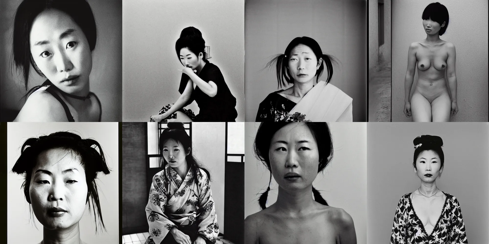 Prompt: asian woman, photo by nobuyoshi araki