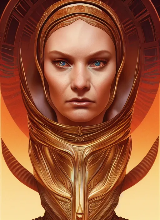 Prompt: portrait of the leto ii, god emperor of dune, intricate, highly detailed, ray tracing, digital painting, artstation, concept art, smooth, sharp focus, illustration, art by artgerm and greg rutkowski and alphonse mucha, 8 k