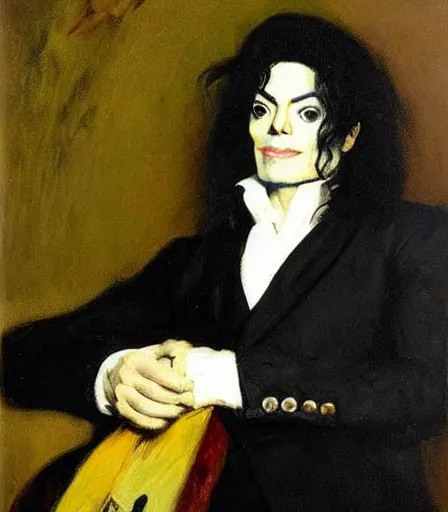 Prompt: portrait of michael jackson by george bellows, high quality, high detail