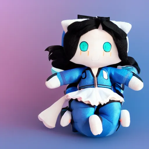 Image similar to cute fumo plush of a girl who is diving deep below the sea, diving suit, deep blue sea, vray caustics and refraction