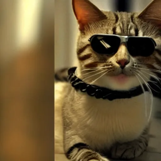 Prompt: a cat as the terminator, cinematic