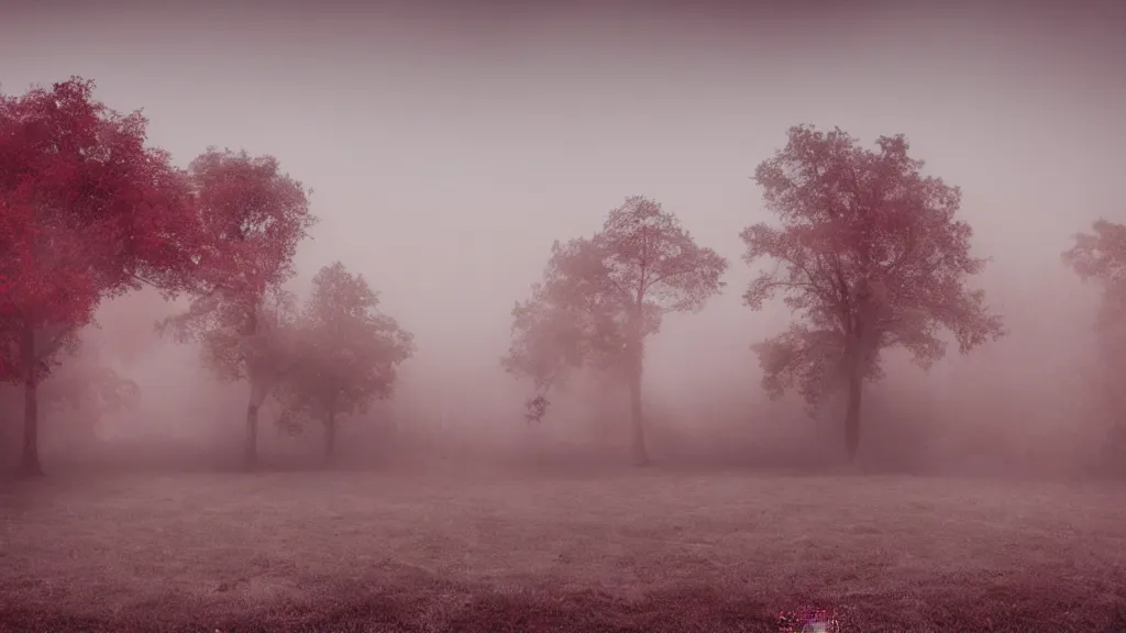 Image similar to an ancient city! lost in time!! fog! red haze! photography! realistic!!