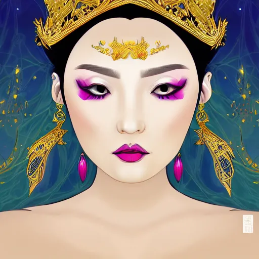 Image similar to Ancient Queen of the Night portrait in the Dang My Linh style, digital art, highly detailed