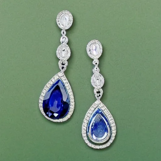 Image similar to teardrop sapphire earrings with diamond accent. 1 9 2 0's, flapper, great gatsby