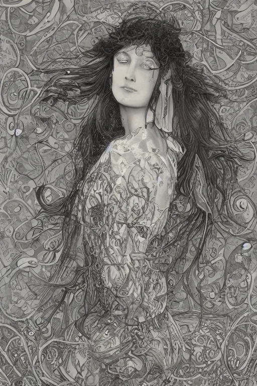 Prompt: An extremely beautiful pre-raphaelite intricate ultradetailed ornate portrait of a very beautiful elegant witch, regal, digital art painting, smooth, sharp focus, magazine art cover illustration, award winning picture, extremely detailed masterpiece, sense of awe, featured on Artstation, Artgerm, ethereal bubbles, Aetherpunk, atmospheric lightning, backlit, highly detailed illustration highlights, concept art, Exquisite matte painting, floral details, 8K detail post-processing