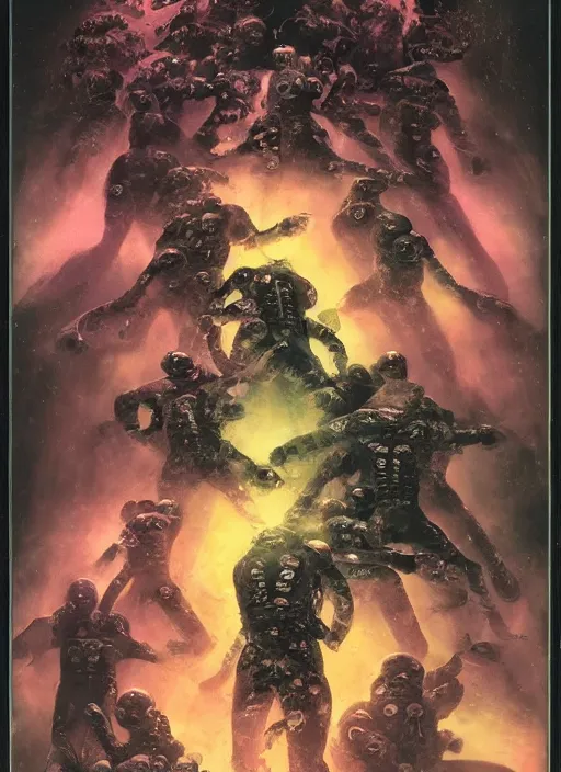 Image similar to astronauts in dark and empty void underwater - complex and hyperdetailed suit. reflection and dispersion materials. rays and dispersion of light. volumetric light. 5 0 mm, f / 3 2. noise film photo. flash photography. ultra realistic, wide angle. poster by wayne barlowe, hajime sorayama aaron horkey, craig mullins. polaroid.