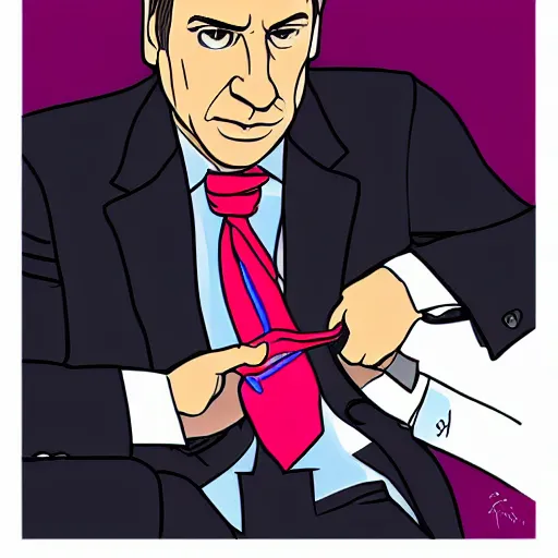 Image similar to Saul Goodman fixing his tie , accurate anatomy, accurate hands, highly detailed, digital art,