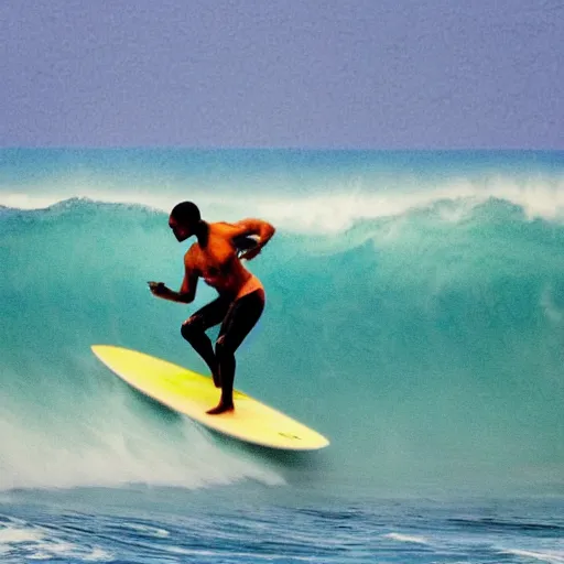 Prompt: an artistic photo of barack obama surfing in hawaii, high quality, colourful, hero, 1 9 8 8, heroic, artistic, beautiful, in the style of vincent van gogh