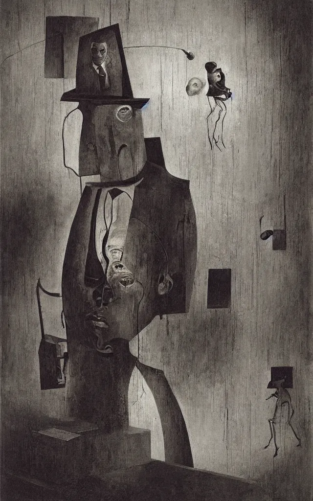 Image similar to kafkaesque bureaucracy, benjamin netanyahu, vanitas, by salvador dali and rene magritte and beksinski