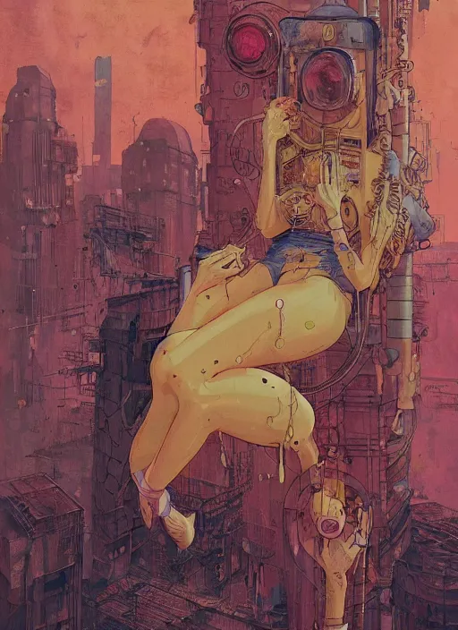 Prompt: sponge bob, eun emerging from renaissance italy into a cyberpunk mutiversal realm by conrad roset, nicola samuri, dino valls, m. w. kaluta, jakub rebelka, rule of thirds, seductive look, beautiful