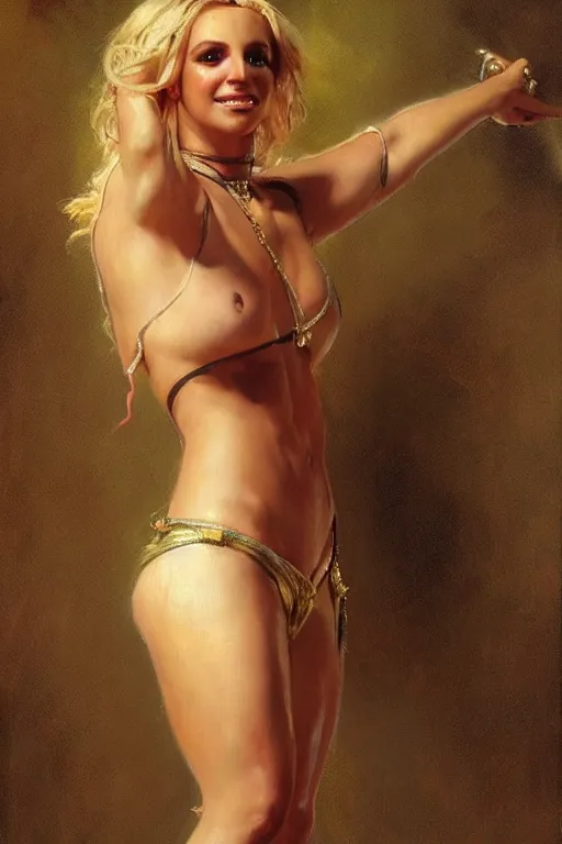 Image similar to full body view detailed portrait of a beautiful britney spears, painting by gaston bussiere, craig mullins, j. c. leyendecker