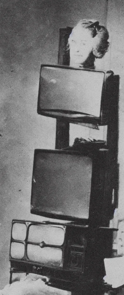 Image similar to 1 9 0 0 s photo of a person watching a flat screen hd tv