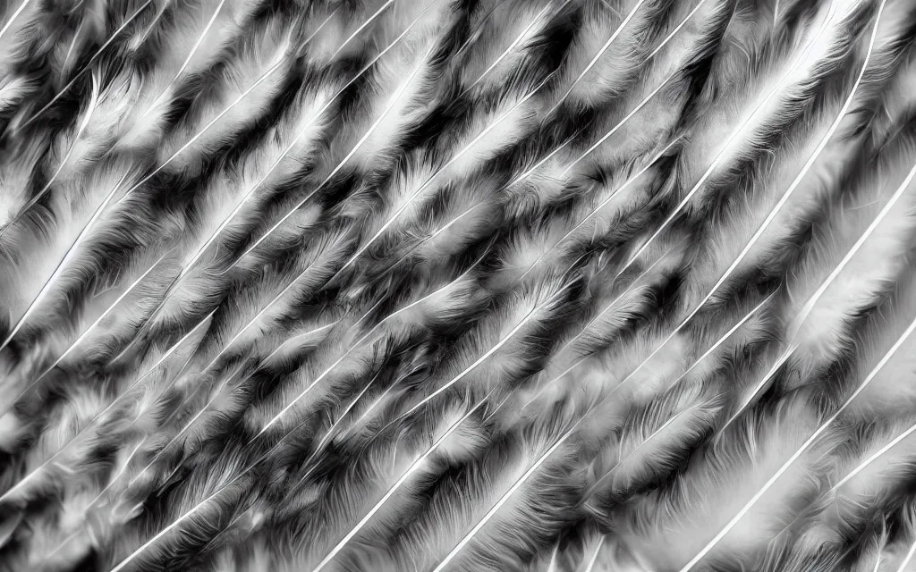 Image similar to close up of feathers, high contrast cinematic lighting, ambient occlusion render, duotone, detailed