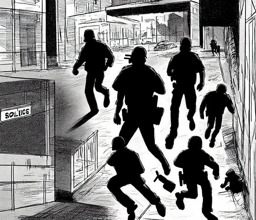 Image similar to todd solondz running from police after violent crime | vivid colors : storyboard, realistic. by gabriel hardman, joe alves, j. todd anderson, chris bonura. cinematic atmosphere, detailed and intricate, perfect anatomy