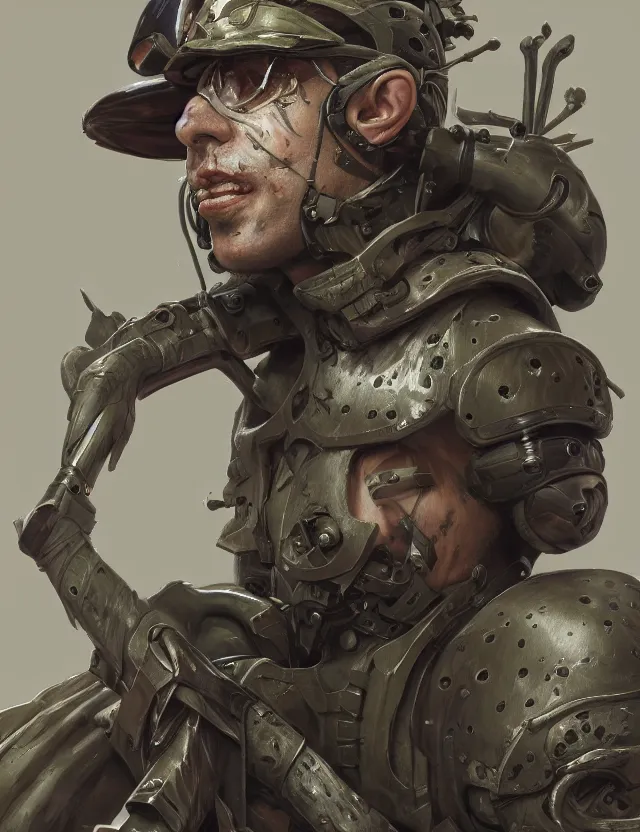Prompt: a portrait of astolfo wearing camouflage gear, by moebius and tyler edlin and hr giger, trending on artstation, digital art, 4 k resolution, detailed, high quality, sharp focus, hq artwork, coherent, insane detail, concept art