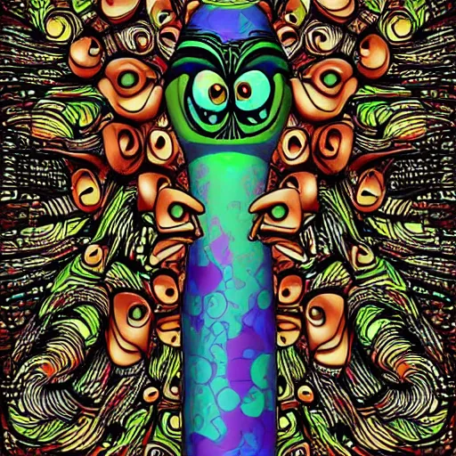 Prompt: detailed digital art of precolombine totem by tim burton inspired