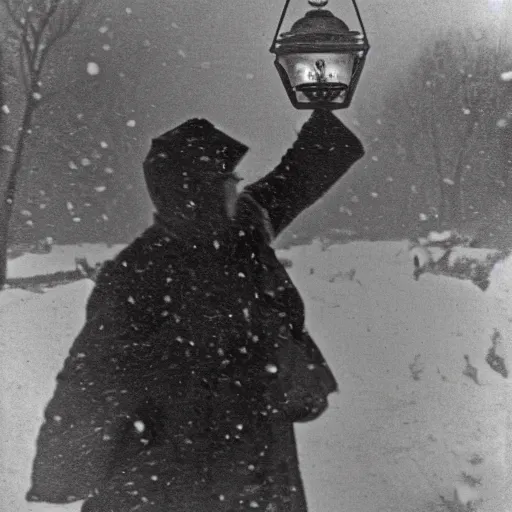 Image similar to a man holds a lantern, snowstorm, cold, vintage photo