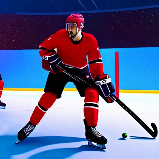 Prompt: hockey game in space, blender, realism 4k, HDR