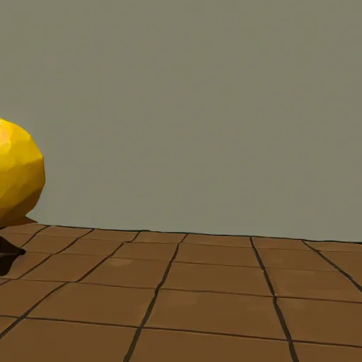 Image similar to a render of a low polygon lemon, unreal engine