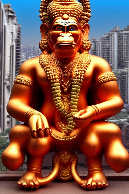 Prompt: high quality 3 d baroque biomorphic hanuman! buildings in mumbai!! centre, highly detailed, cinematic smooth, berenice abbott & john j. park, dramatic morning light, wide shot, high angle, uhd 8 k, sharp focus