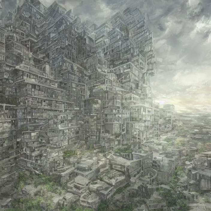 Image similar to a building in a landscape, trending on pixiv