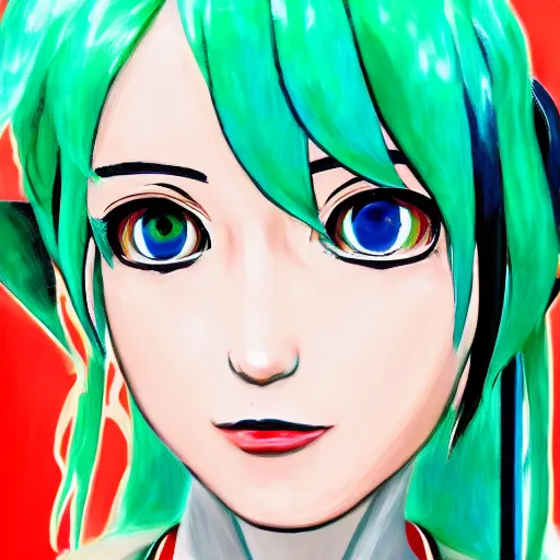 Prompt: HD high detail art on artstation, Hatsune Miku painted by Pablo Picasso, oil on canvas