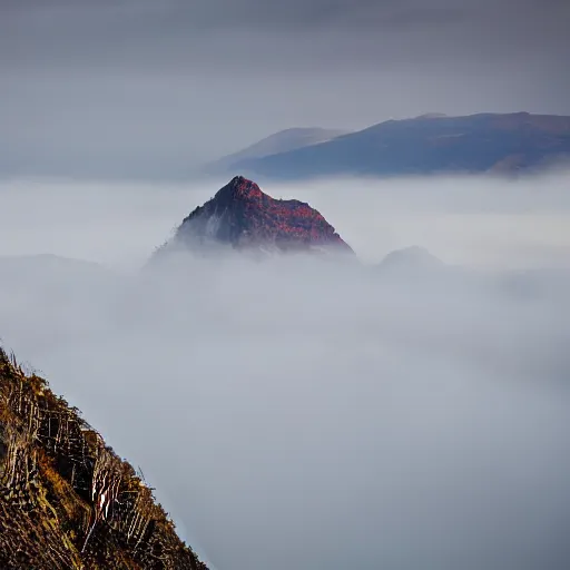 Prompt: a giant roc, with bright plumage soaring over mountains covered in mist, wildlife photography, 7 2 mm lens, national geographic award winning