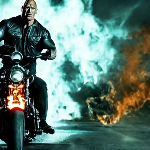 Image similar to dwayne johnson as ghost rider