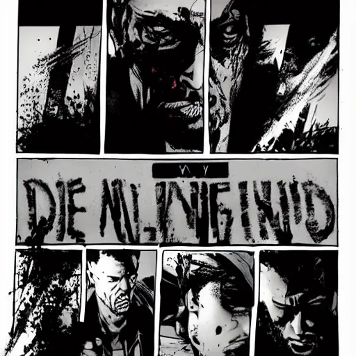 Prompt: the walking dead comic drawn by ben templesmith