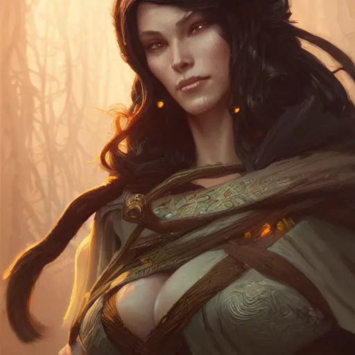 Prompt: rogue, female, tabaxi, forest, d & d, fantasy, intricate, elegant, highly detailed, digital painting, artstation, octane render, concept art, matte, sharp focus, illustration, hearthstone, art by artgerm and greg rutkowski and alphonse mucha