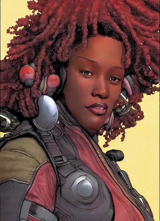 Image similar to apex legends misty knight. concept art by james gurney and mœbius.