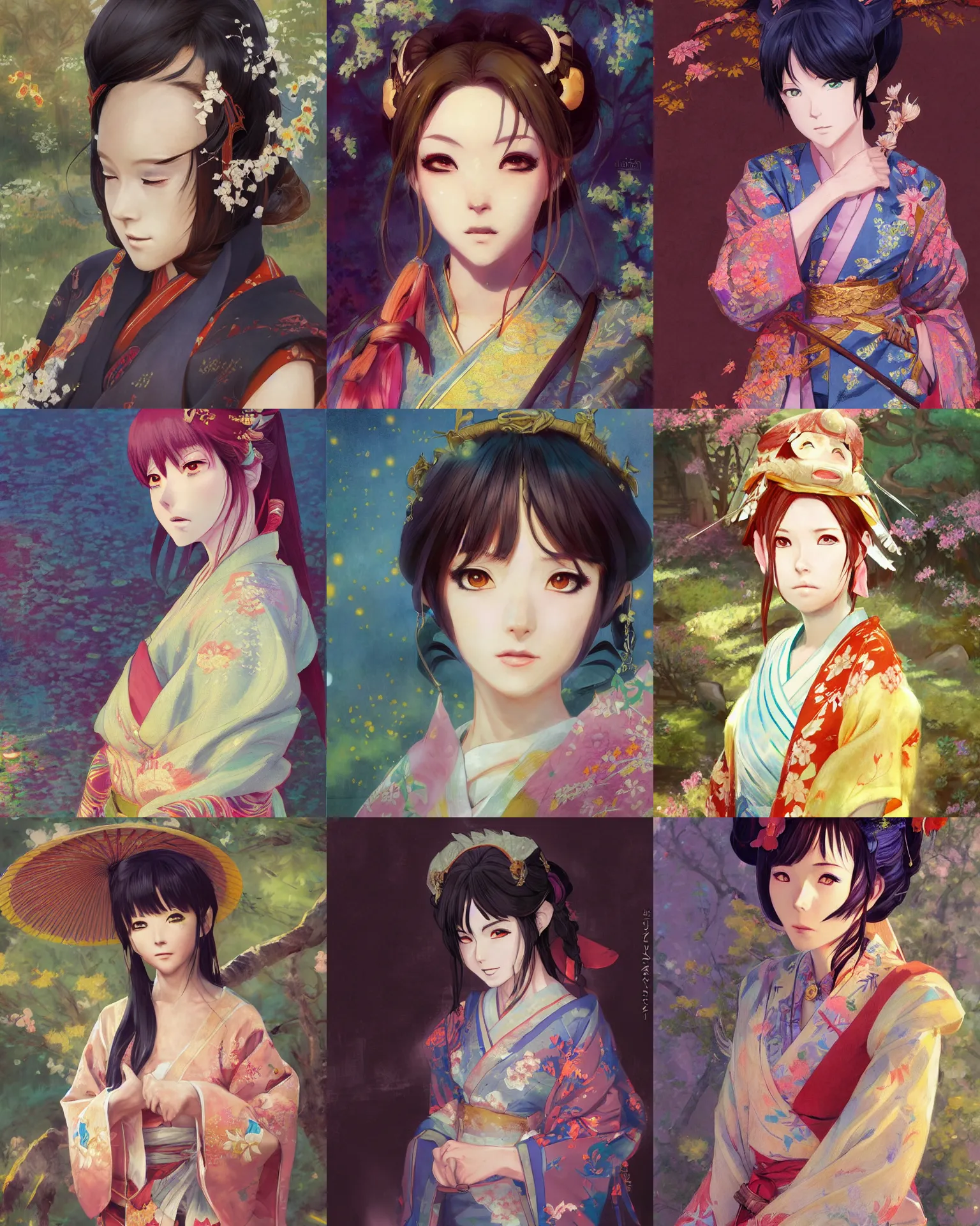 Prompt: An impressionist anime portrait of Ssunbiki as a beautiful woman wearing a kimono from Skyrim, by Stanley Artgerm Lau, WLOP, Rossdraws, James Jean, Andrei Riabovitchev, Marc Simonetti, and Sakimichan, trending on artstation