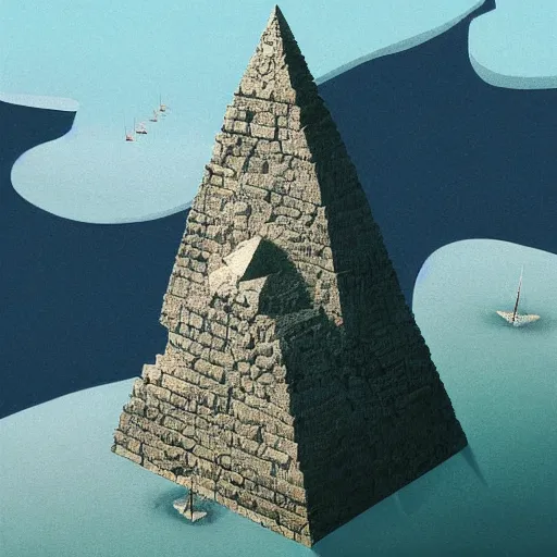 Prompt: giant uncanny chilled sea pyramid komodo monolith vision nucleus , by Alejandro Jodorowsky and Arshile Gorky and Arik Brauer , DC Comics , 2D game art , National Geographic photo