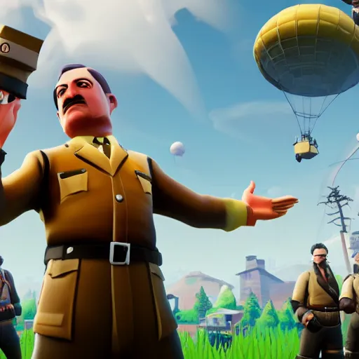 Image similar to screenshot of hitler in fortnite