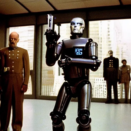 Prompt: Jodorowsky's Robocop, cinema still, colorful