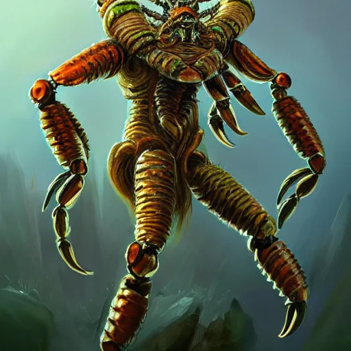 Image similar to Humanoid crabman druid, D&D, compound eyes, fantasy, intricate, elegant, highly detailed, digital painting, artstation, concept art, smooth, sharp focus, RPG rulebook illustration, art by Tyler Jacobson