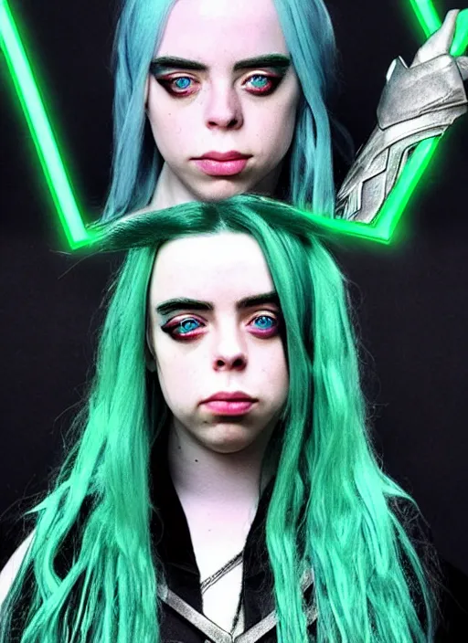 Image similar to Billie Eilish as female loki