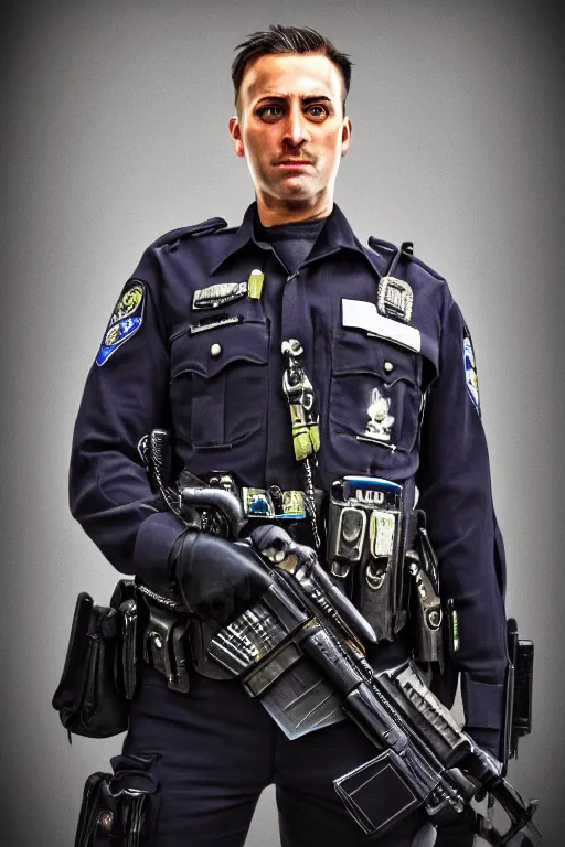 Image similar to london police officer heroically posing, highly detailed, digital art, sharp focus, trending on art station