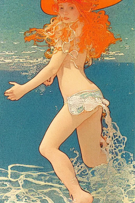 woman on an italian beach, by milo manara, Stable Diffusion