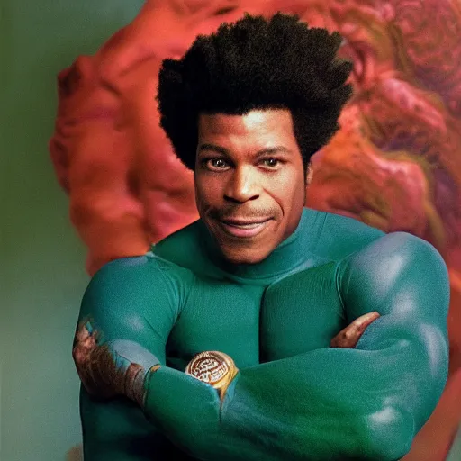 Image similar to Candid portrait photograph of Captain Planet, taken by Annie Leibovitz