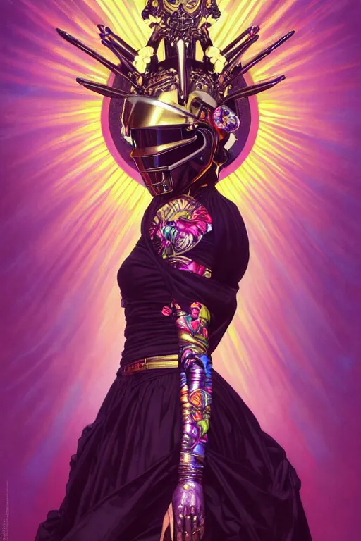 Image similar to a full body portrait of the lisa frank daftpunk vaporwave diva, gothic, highly detailed, digital painting, crown of skulls, artstation, smooth, sharp focus, illustration, art by artgerm and greg rutkowski and alphonse mucha and william - adolphe bouguereau