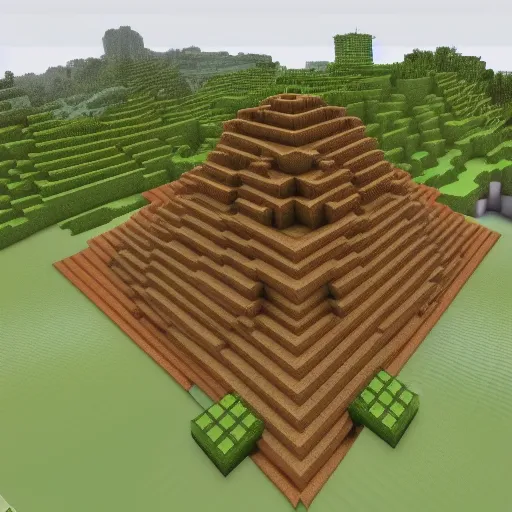 Image similar to a minecraft village, by frank lloyd wright