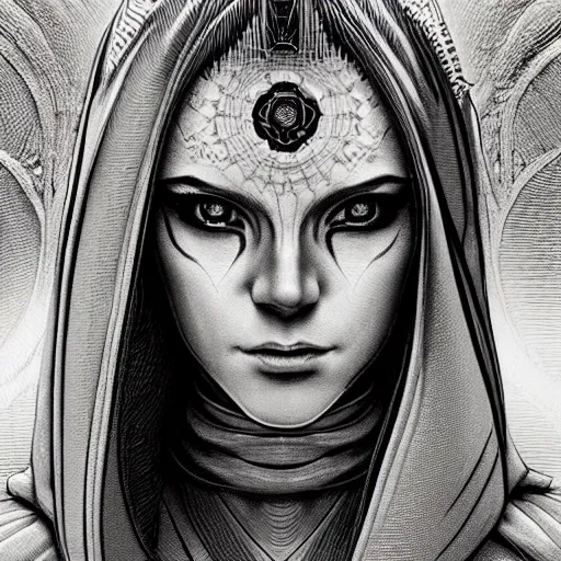 Image similar to one female jedi master, wearing the traditional jedi robe, beautiful and uniquely odd looking, detailed symmetrical close up portrait, intricate complexity, in the style of artgerm and ilya kuvshinov, magic the gathering, star wars art