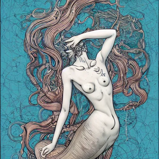 Prompt: reverse mermaid, an ultrafine detailed painting by james jean, behance contest winner, vanitas, angular, altermodern