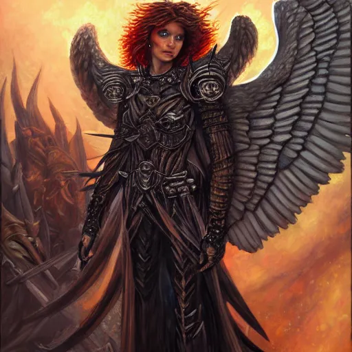 Image similar to portrait painting of a fallen angel paladin with big burnt, sharp focus, award - winning, trending on artstation, masterpiece, highly detailed, intricate. art by terese nielsen